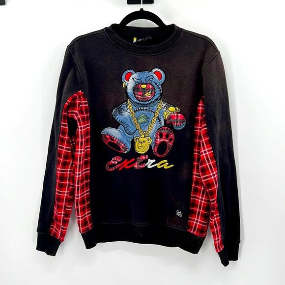 Bleeker & Mercer Extra Plaid Bear - Black/Red - Small - Picture 1 of 8